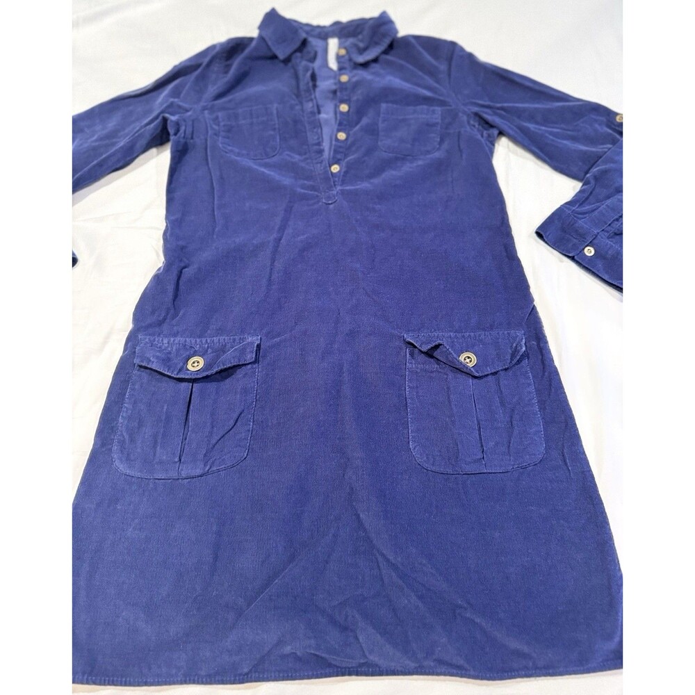 Vtg old navy Corduroy Shirt Dress S Blue Button Tab Long Sleeve Indie Grunge Y2K - Picture 5 of 16